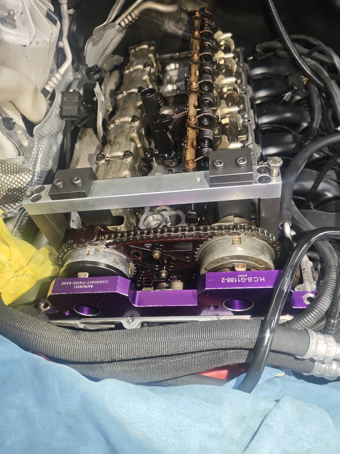 BMW N55專用紫色凸輪軸固定工具安裝，H.C.B-G1188-2｜聯承汽車台中